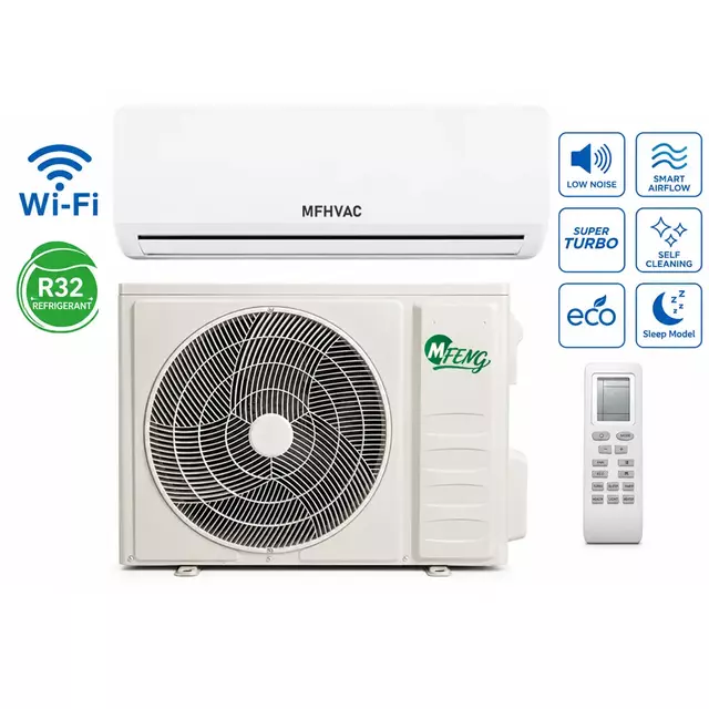R32 A+++ 9000BTU 50Hz Inversor WiFi Resfriamento e Aquecimento Ar Condicionado Split Montado na Parede